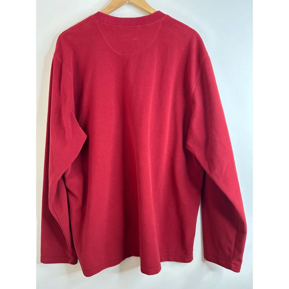 LL Bean Red Fleece Pullover Long Sleeve Pocket Mens Tall XL Outdoor Thermal Base